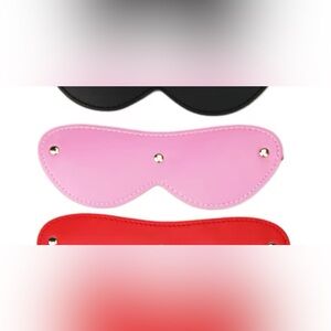 Pink PU Leather 3 Stud Eye Mask